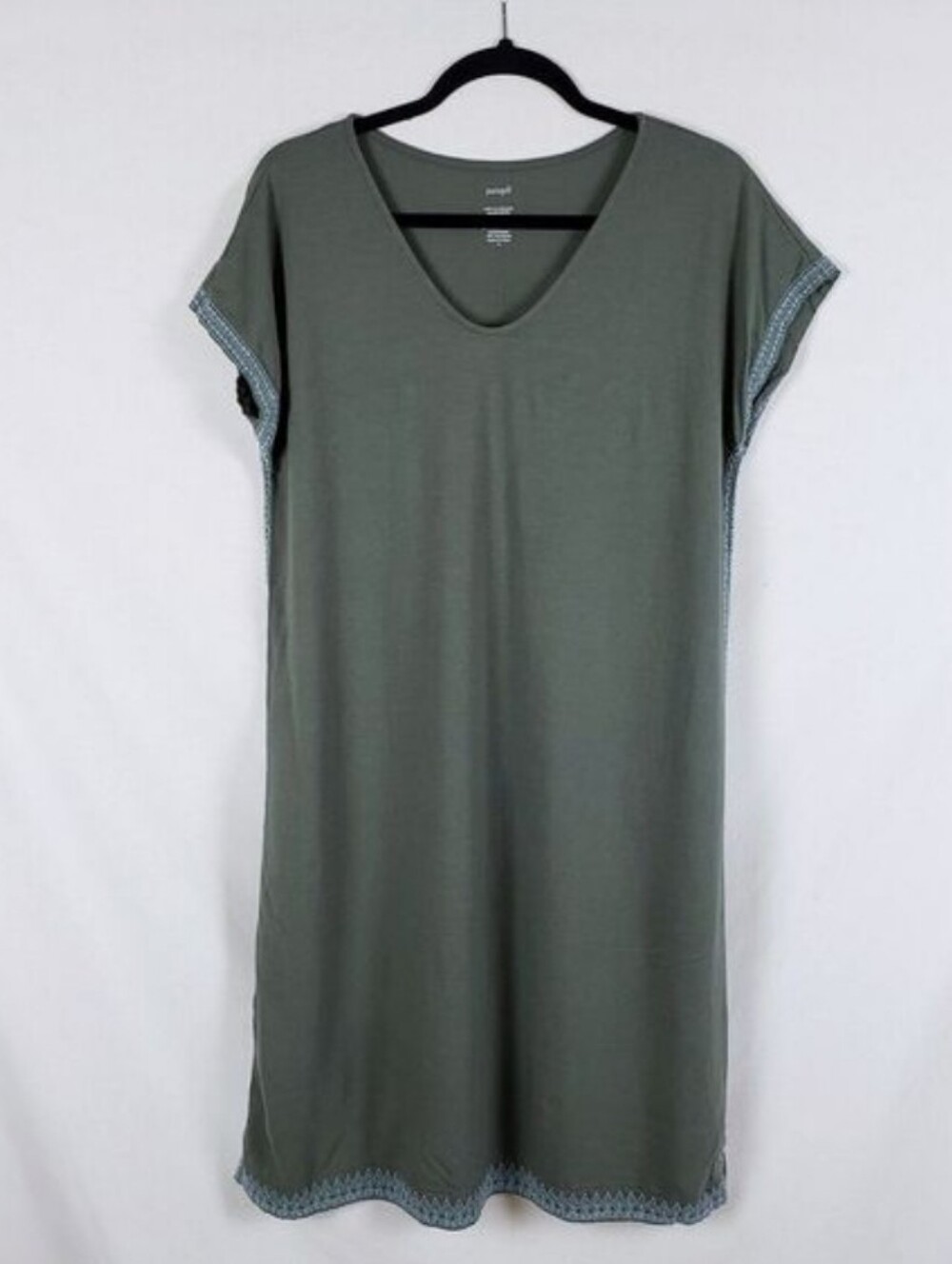 Pure Jill Relaxed Embroidered T-Shirt Dress Womens M Embroidered Coastal Resort